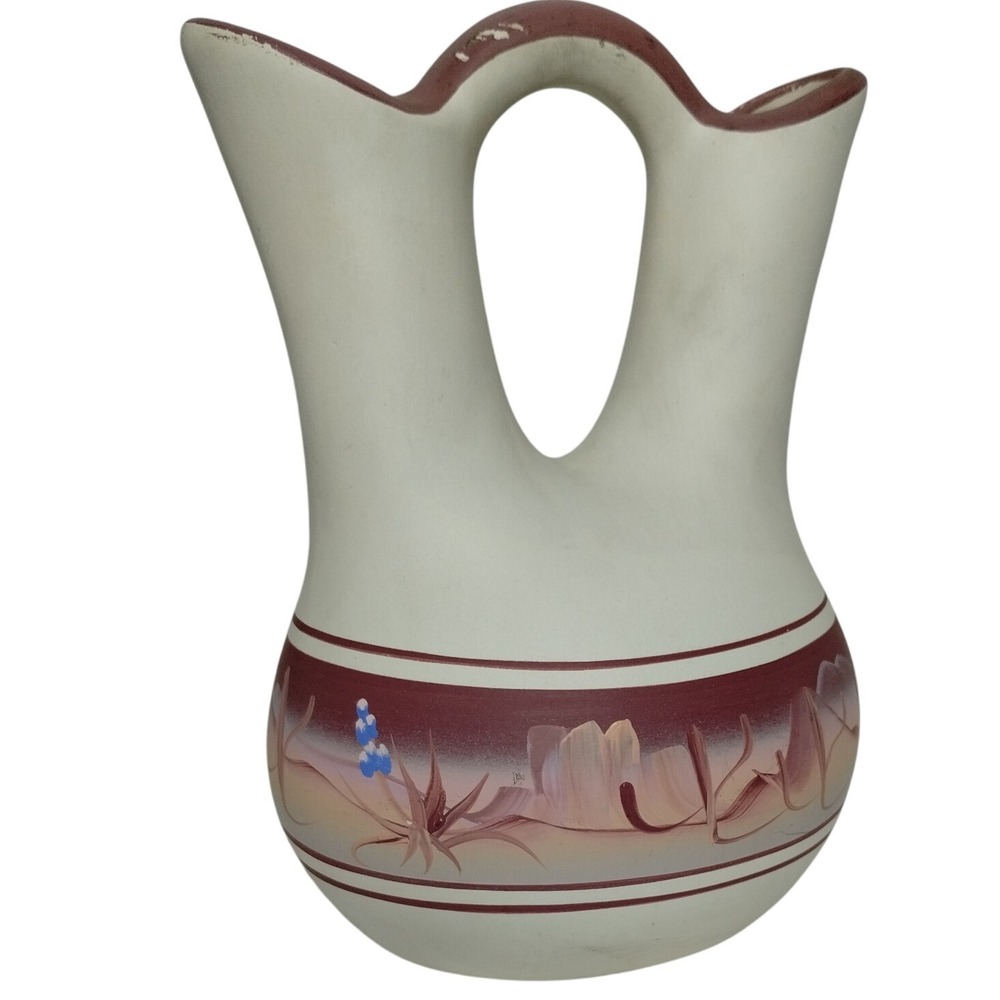 New West Pottery‎ Wedding Vase Hand Painted Floral Southwestern Decor